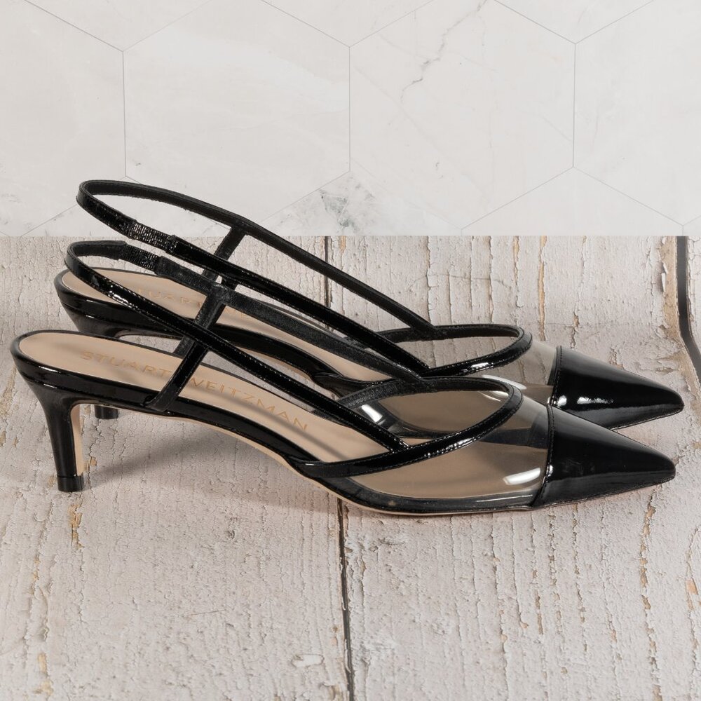 Stuart Weitzman Womens Mondrian 50 Slingback Color Black/Flannel Size 8 B - Picture 2 of 11